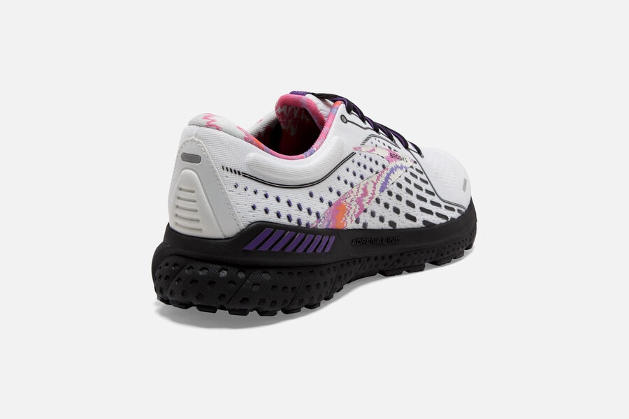 Brooks Adrenaline GTS 21 Road Running Shoes Mens - White/Black/Purple - ZJXCS-2631